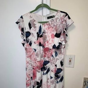 Floral Print Ruffle Sleeve Dress